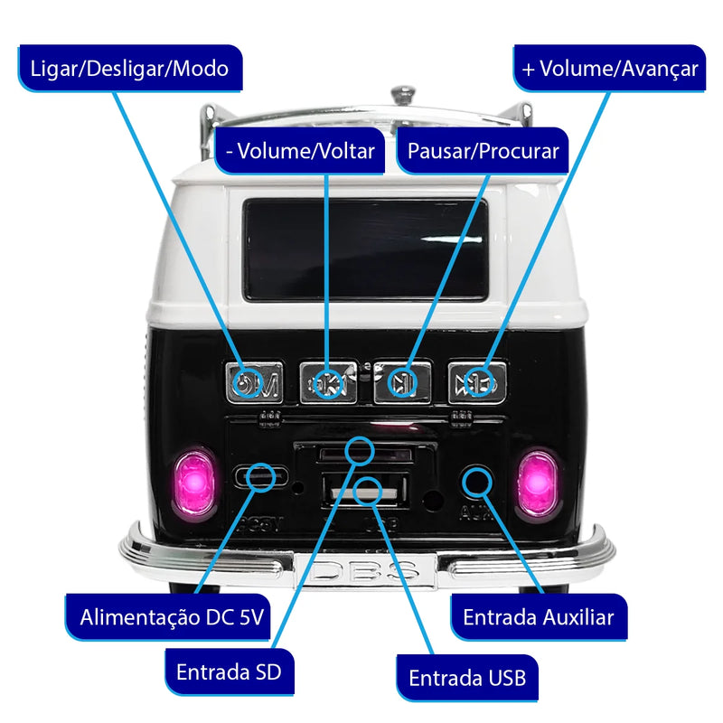 Caixinha de som bluetooth kombi portátil com rádio Xtrad WS-266