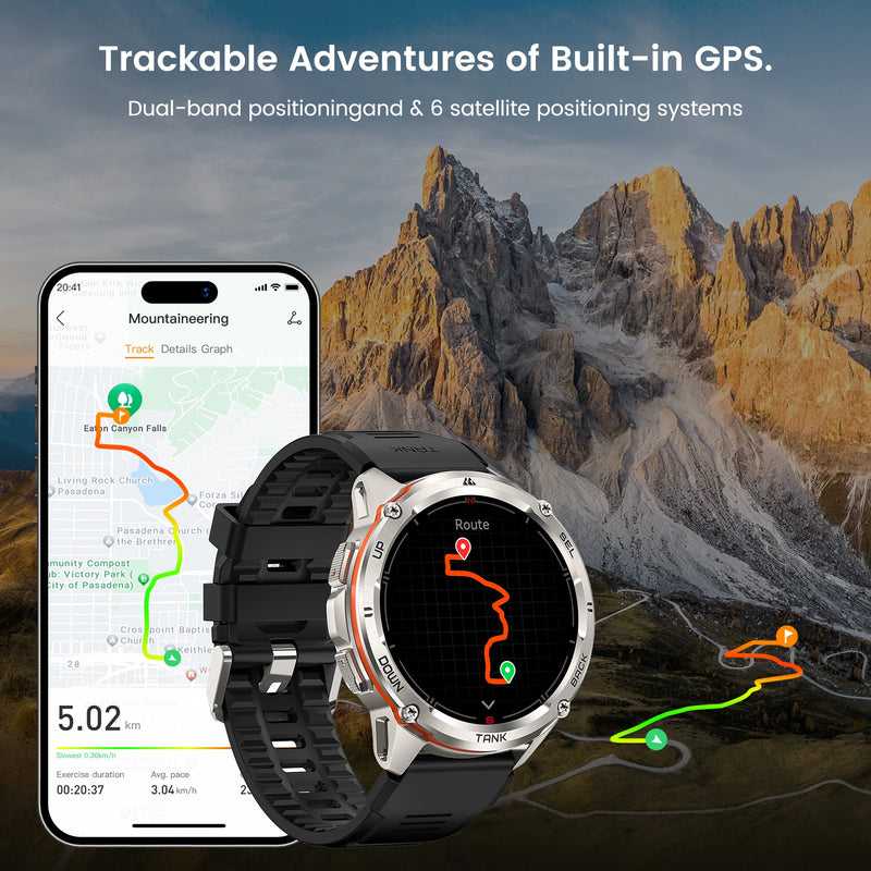 KOSPET TANK T3 Ultra GPS 2024 - Smartwatch Fitness com 470mAh, Tela AMOLED, Bluetooth e AOD